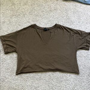 Forever 21 Brownish Green Crop T-Shirt